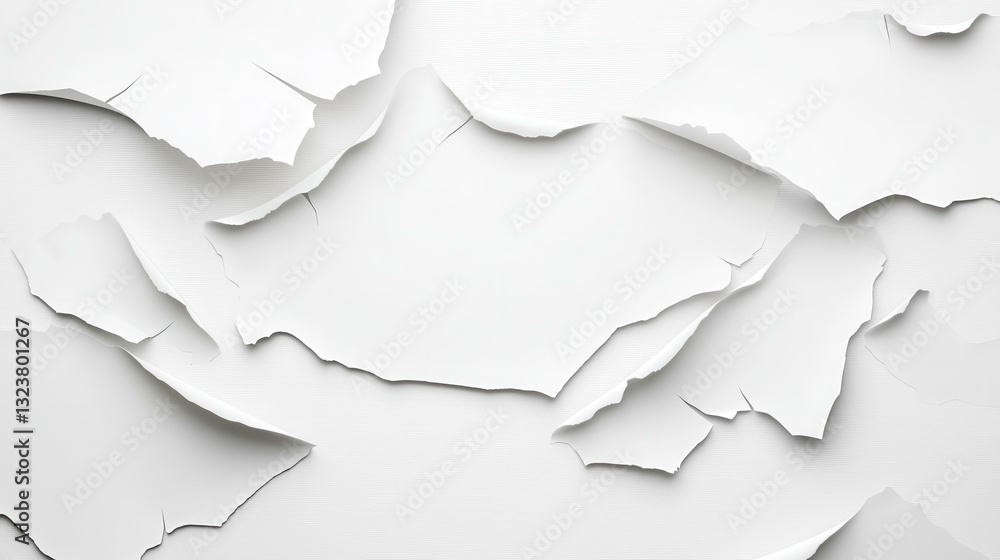 Abstract torn textured paper background with white layers and shadows, ideal for creative design and copy space. Abstract torn textured paper background with white layers and shadows, ideal for creative design and copy space.
