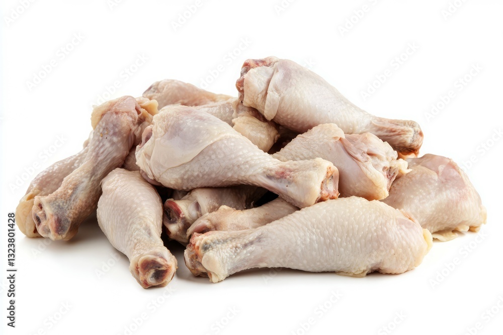 Fresh chicken drumsticks with rosemary on white background. AI generative Fresh chicken drumsticks with rosemary on white background. AI generative