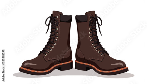 Brown leather boots on white background
