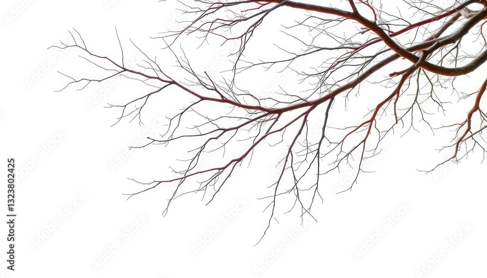 Intricate bare branches, stark against a pure white backdrop, natural, background Intricate bare branches, stark against a pure white backdrop, natural, background