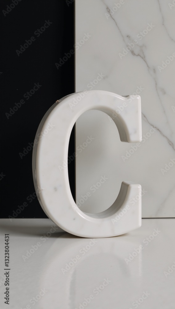 Fototapeta premium Modern classic-style marble letter C in sleek black luxury design
