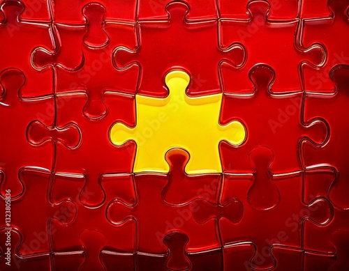 Heterogeneous Presence, Yellow Piece Floating in Red Puzzle