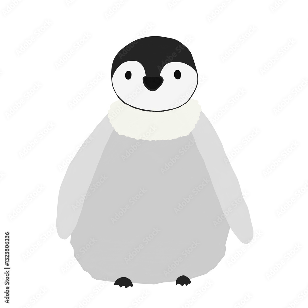 Obraz premium 皇帝ペンギンの赤ちゃん 手書きのイラスト クリップアート png