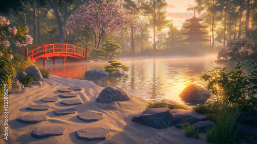 Zen Garden at Sunrise – Background