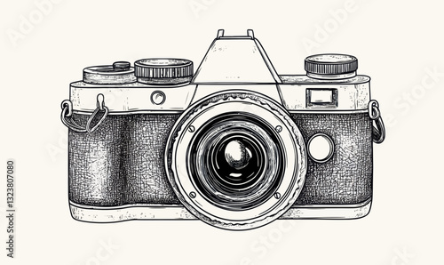 Vintage Camera Engraving Style Vector Illustration for Creative Design Projects