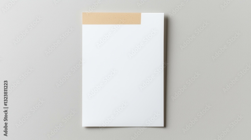 Minimalistic notepad with a beige cover on a gray background. Ideal for office or school use. Minimalistic notepad with a beige cover on a gray background. Ideal for office or school use.