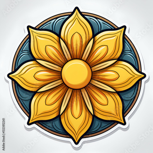 Cartoon flower star decorative element. on a white background. ai generated image photo