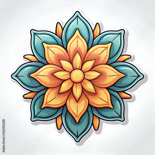 Cartoon flower star decorative element. on a white background. ai generated image photo