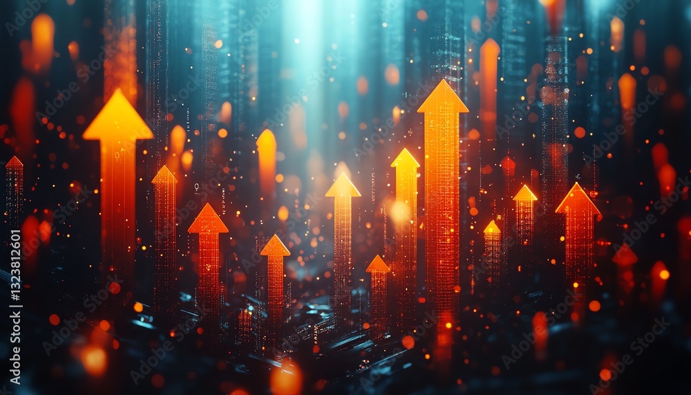 Abstract upward trend, digital growth Abstract upward trend, digital growth
