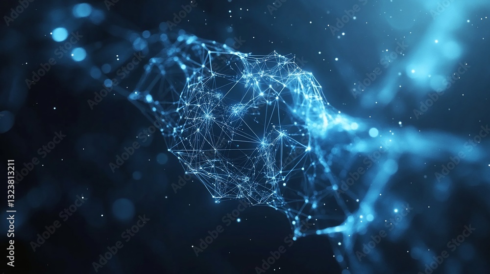 Naklejka premium Network, digital, sphere, connection, glowing, abstract, background, data, technology, futuristic, illustration