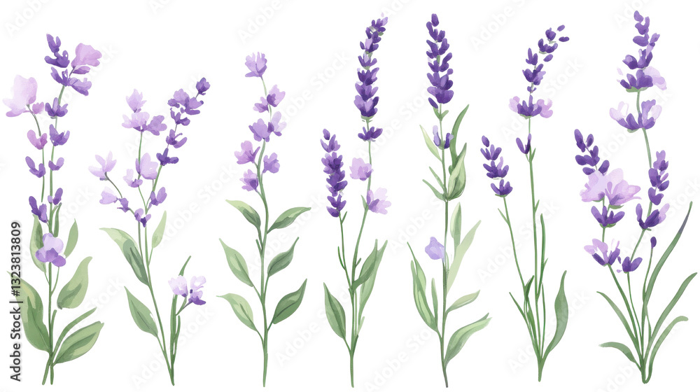 Naklejka premium lavender flowers isolated on white background