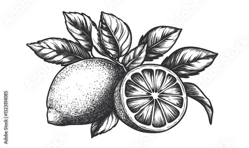 Lemon and lime vector icons set in linear style.