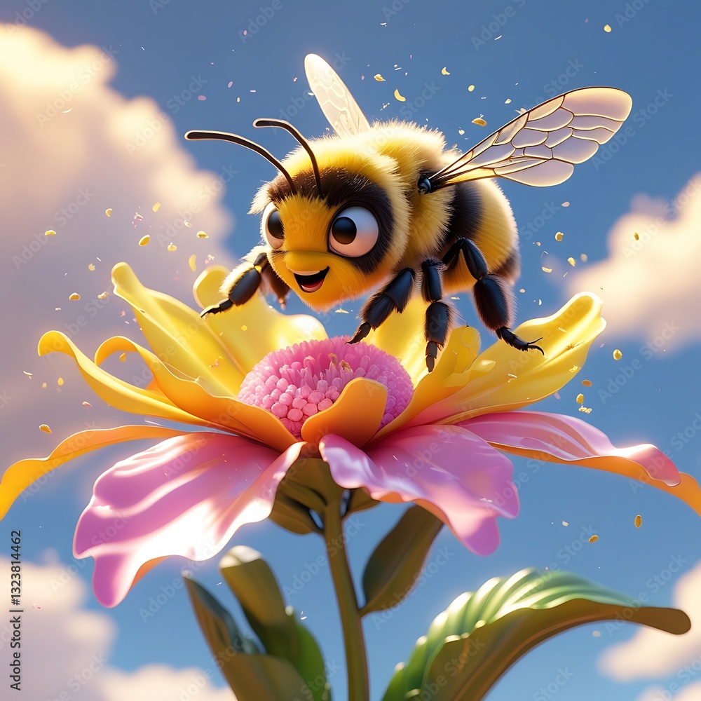 Naklejka premium bee on flower