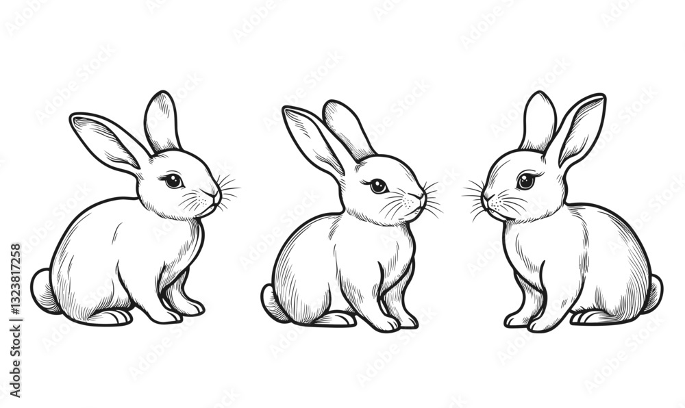 Fototapeta premium Adorable bunnies vector, flat style icons set.