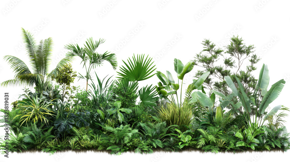 Obraz premium lush greenery featuring various tropical plant isolated on white background