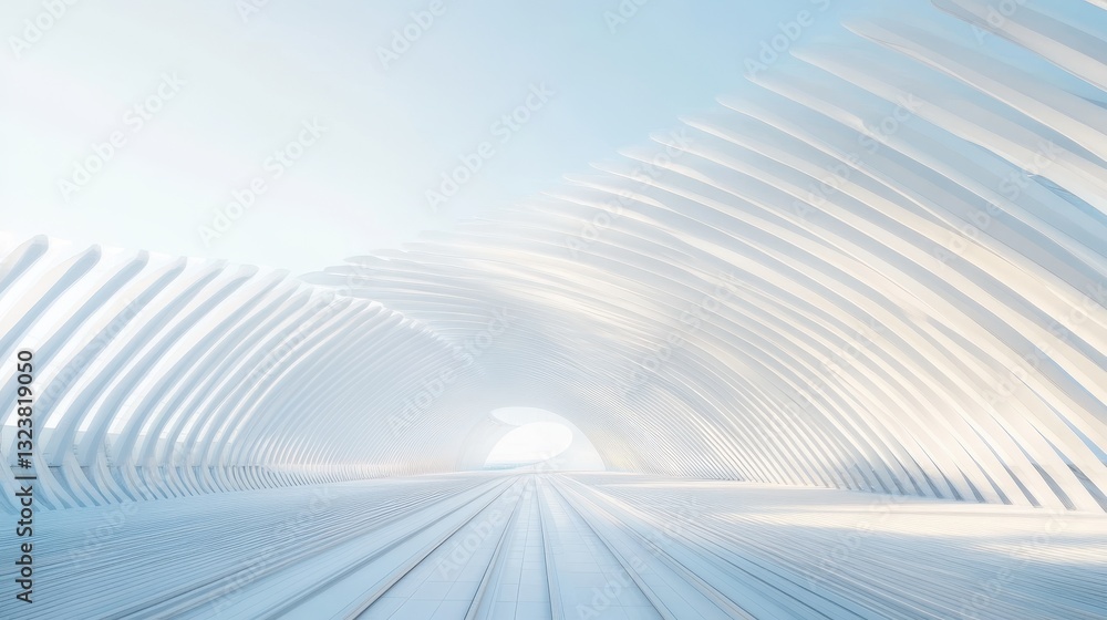Abstract White Architectural Structure Modern Design and Futuristic Tunnel Abstract White Architectural Structure Modern Design and Futuristic Tunnel