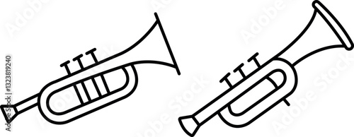"Trumpet Icon - Thin Line Outline Vector"