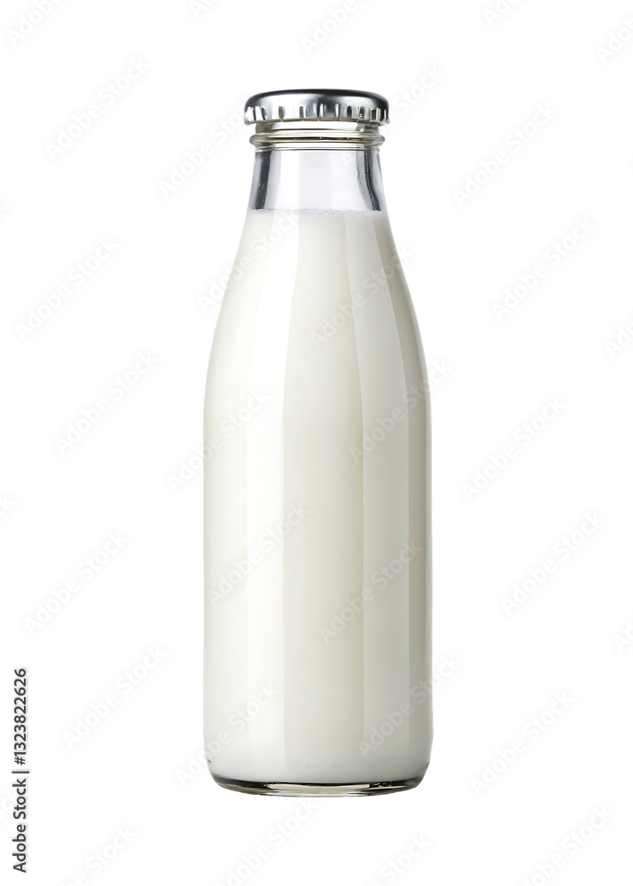 Glass bottle of fresh milk. Glass bottle of fresh milk.