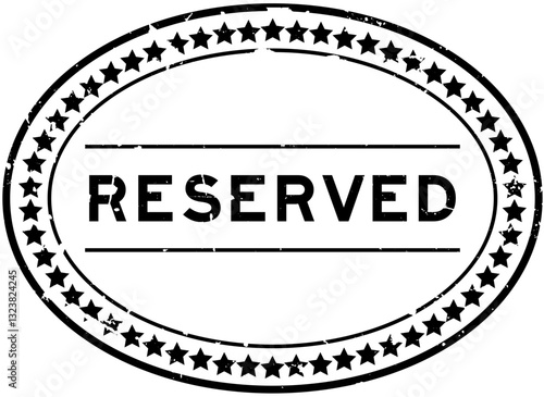 Grunge black reserved word oval rubber seal stamp on white background