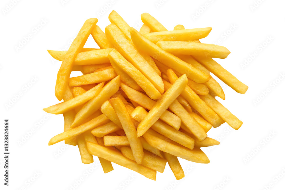 Pile of golden french fries, top view. Pile of golden french fries, top view.