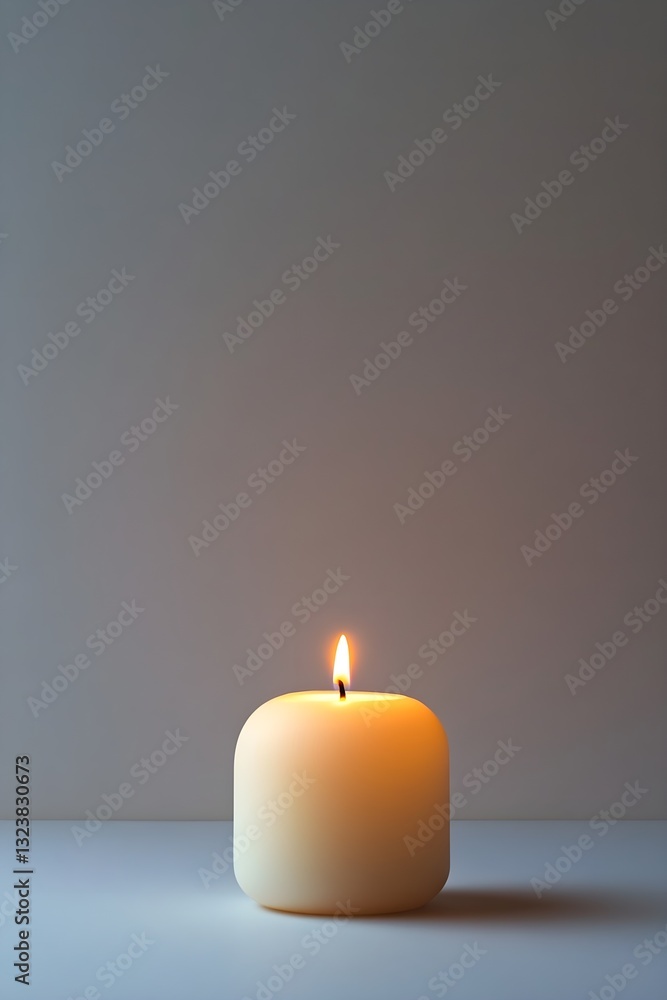 White background with a single white candle, soft glow, minimalist and serene. White background with a single white candle, soft glow, minimalist and serene.