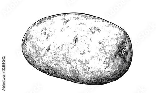 Potato illustration in black and white - linear style icons set.