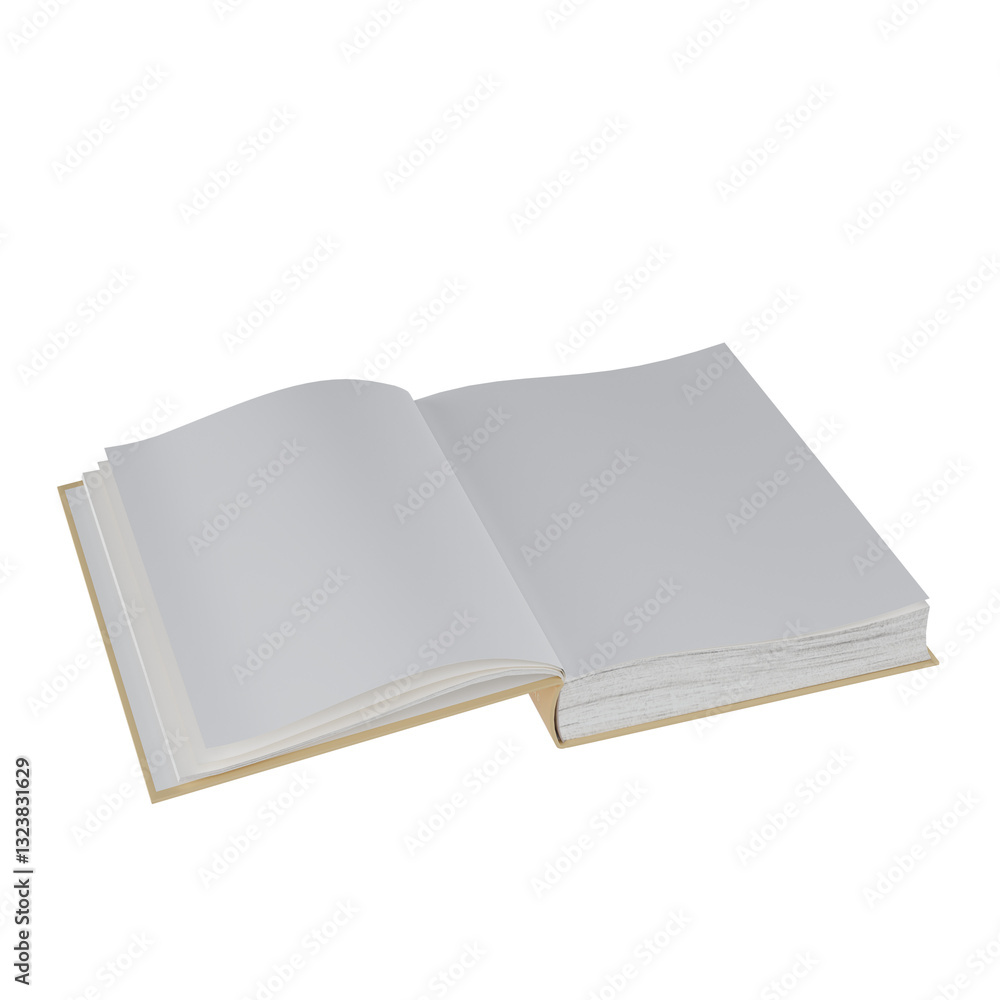 Fototapeta premium An open book with blank pages, perfect for writing or reading isolated on white