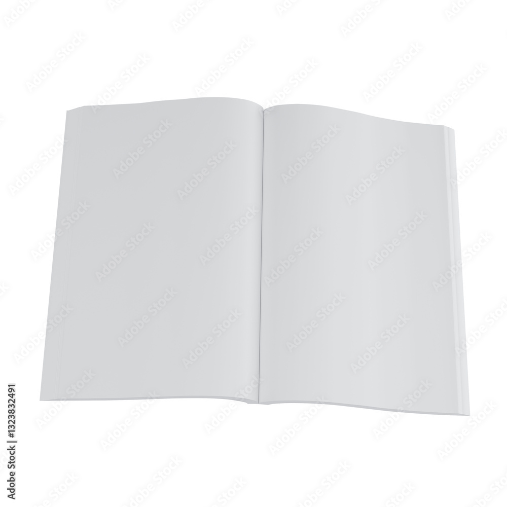 Open book with blank pages, perfect for mockup or presentation. isolated on white Open book with blank pages, perfect for mockup or presentation. isolated on white