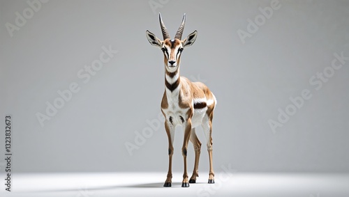 Slender-horned gazelle standing on white background in studio