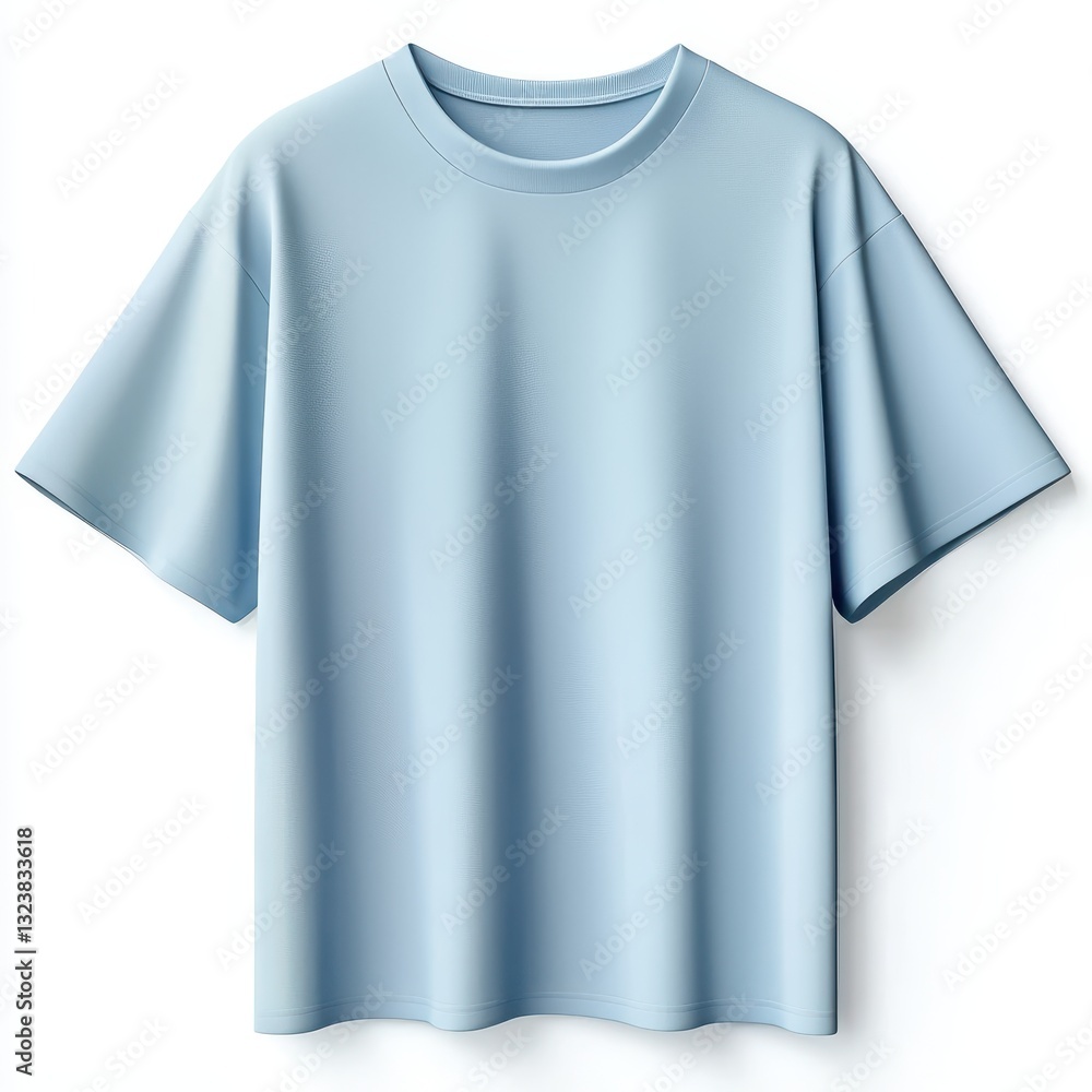 Soft pastel blue oversized t-shirt, premium minimalist design, detailed 3D product mockup on a white background Soft pastel blue oversized t-shirt, premium minimalist design, detailed 3D product mockup on a white background