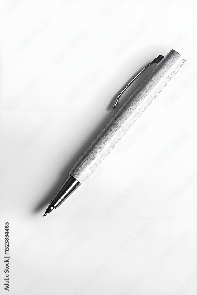White background with a single black pen, clean and professional, symbolizes writing and creativity. White background with a single black pen, clean and professional, symbolizes writing and creativity.