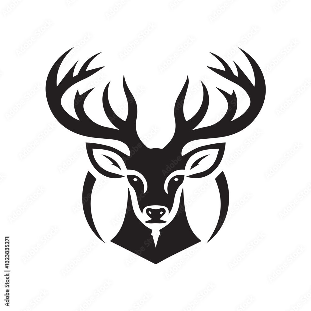 Fototapeta premium Powerful Black and White Deer Silhouette Logo