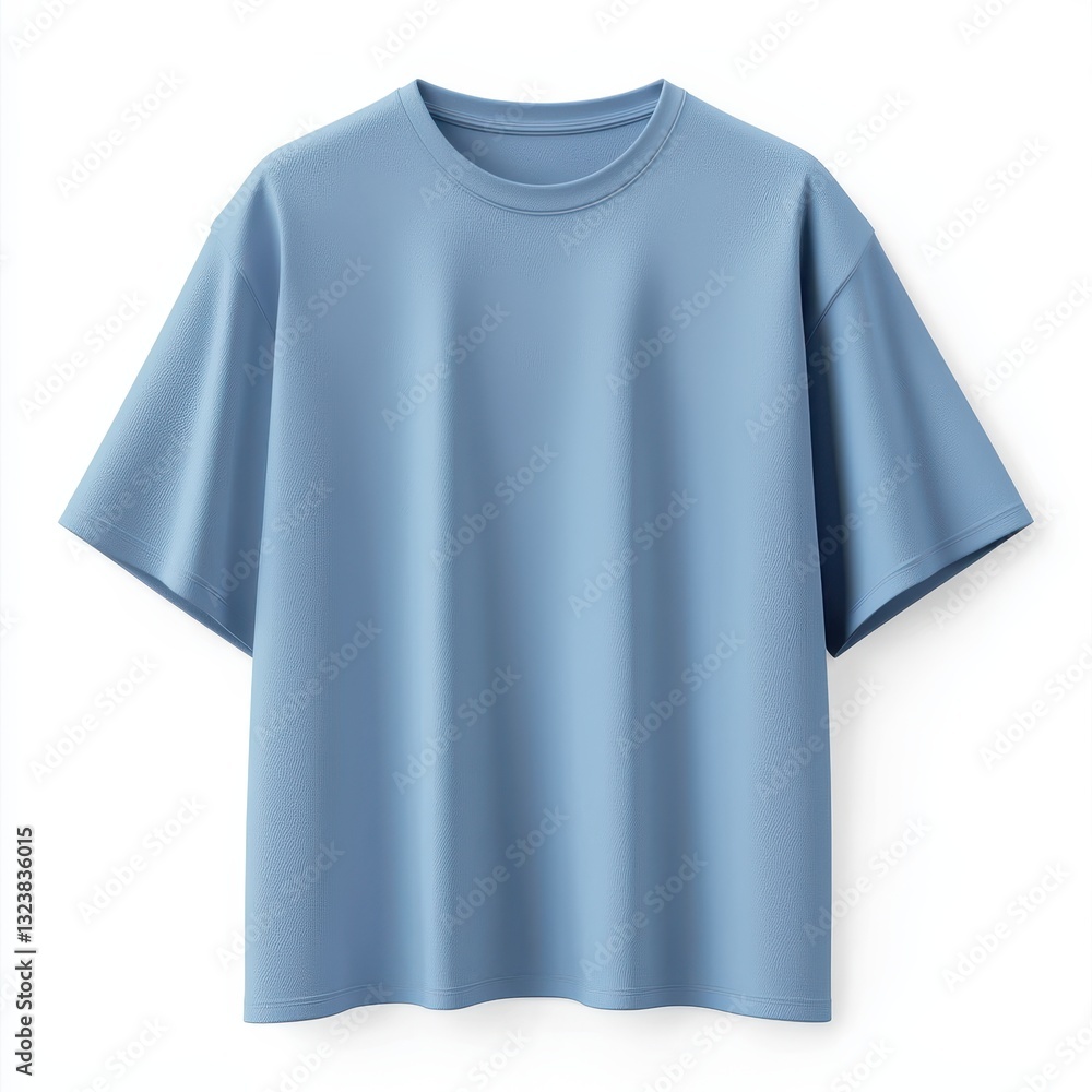 Soft pastel blue oversized t-shirt, premium minimalist design, detailed 3D product mockup on a white background Soft pastel blue oversized t-shirt, premium minimalist design, detailed 3D product mockup on a white background