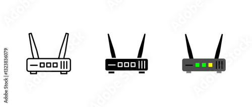 Router icon. Wireless internet device sign. Wi-Fi network, connection, and signal symbol. Modern, digital, and communication illustration.