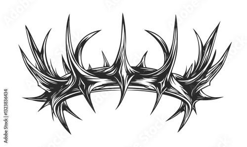 Crown of thorns symbol icon set, linear style vector.