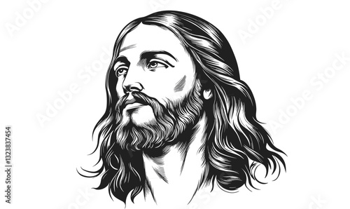 Religious figurehead black and white vector, linear art, icons set.