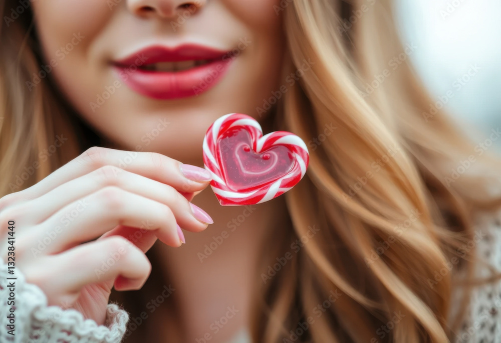 Primer plano de una hermosa mujer sosteniendo un caramelo en forma de corazón
Primer plano de una hermosa mujer sosteniendo un caramelo en forma de corazón