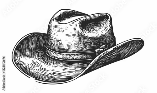 Western cowboy hat vector illustration - linear icons set.