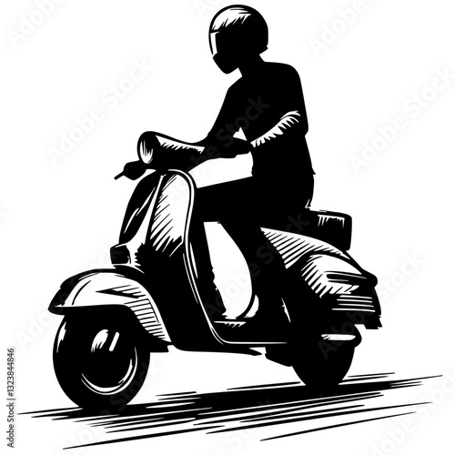 Silhouette of a scooter motorbike rider