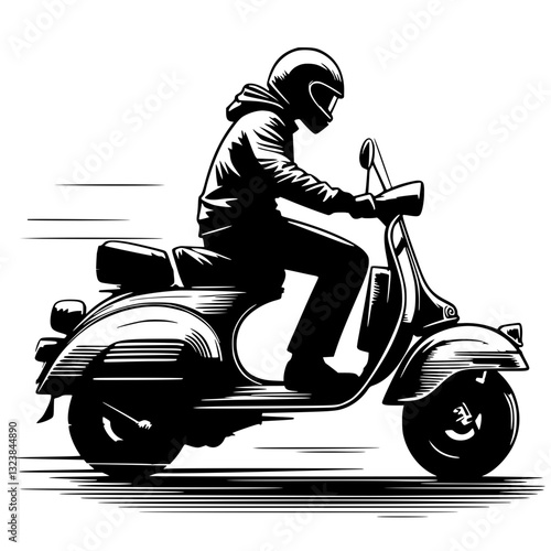 Silhouette of a scooter motorbike rider