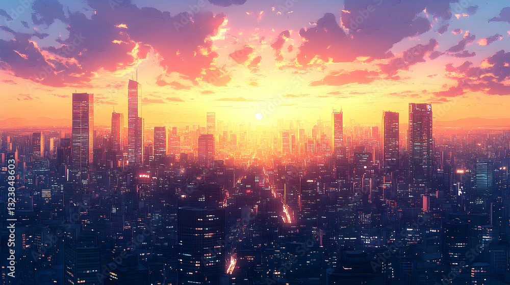 Fototapeta premium Cityscape at Sunset