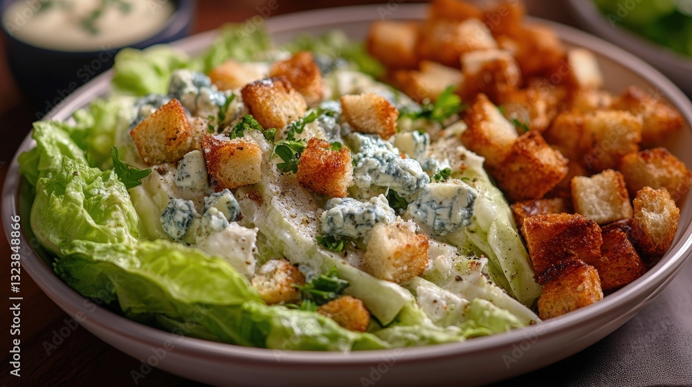 a delicious caesar salad with crispy croutons a delicious caesar salad with crispy croutons