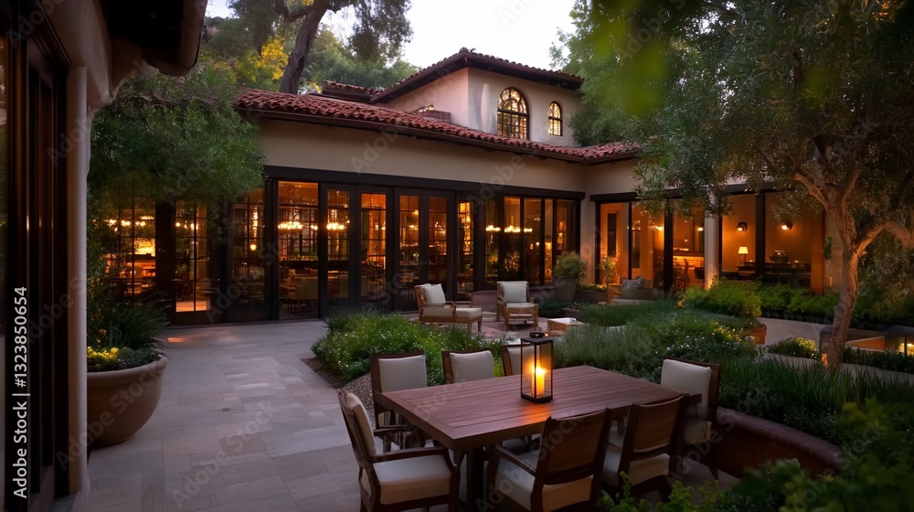 Fototapeta premium Serene Evening at a Mediterranean Courtyard