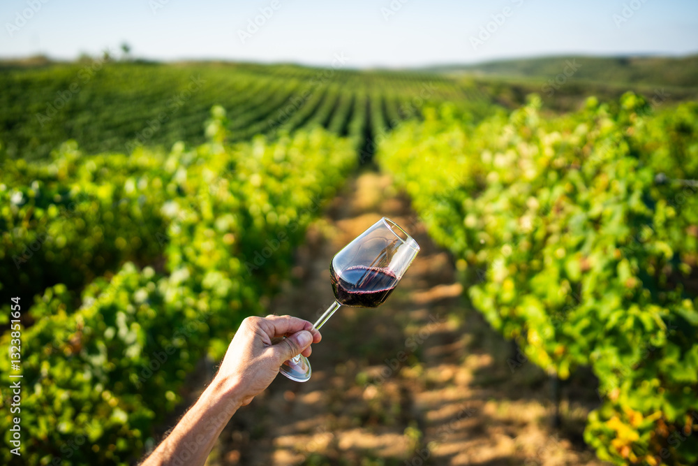 Man holding a glass of red wine