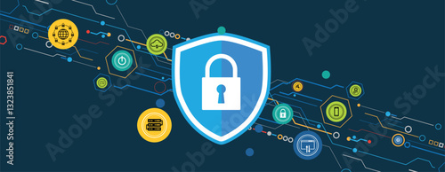 Cyber security technology connection background