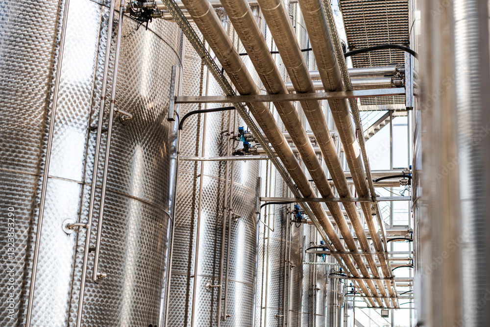 Metal pipes in a factory