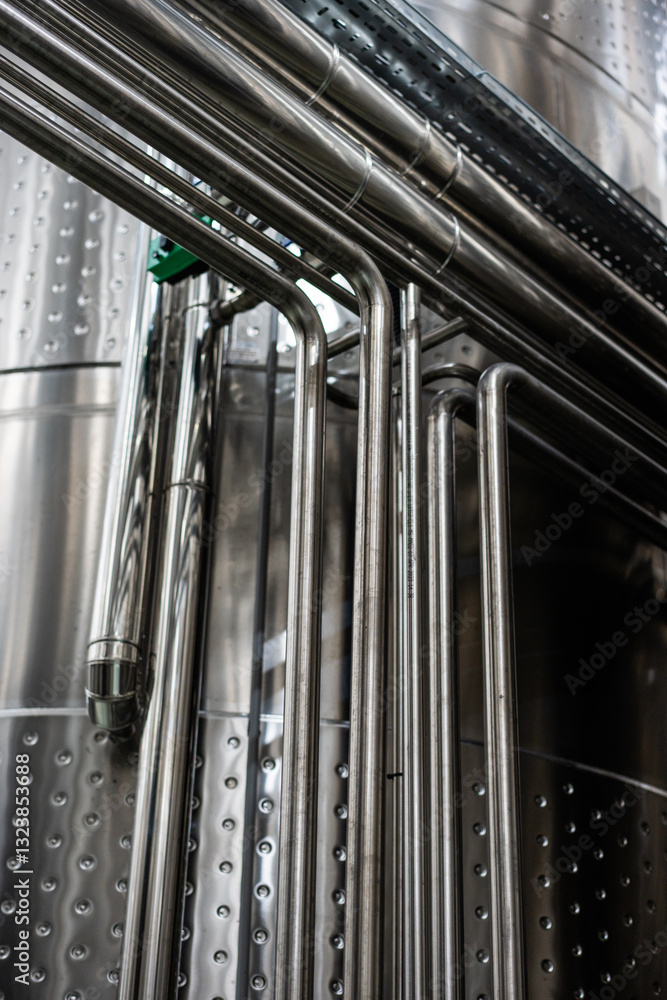 Metal pipes in a factory