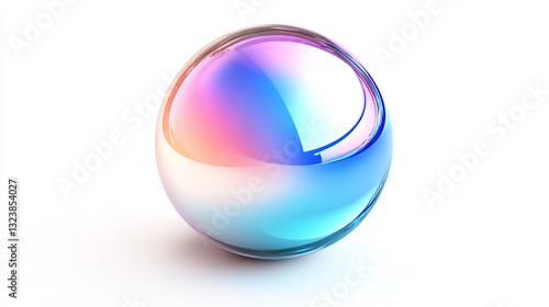 Iridescent sphere on white background