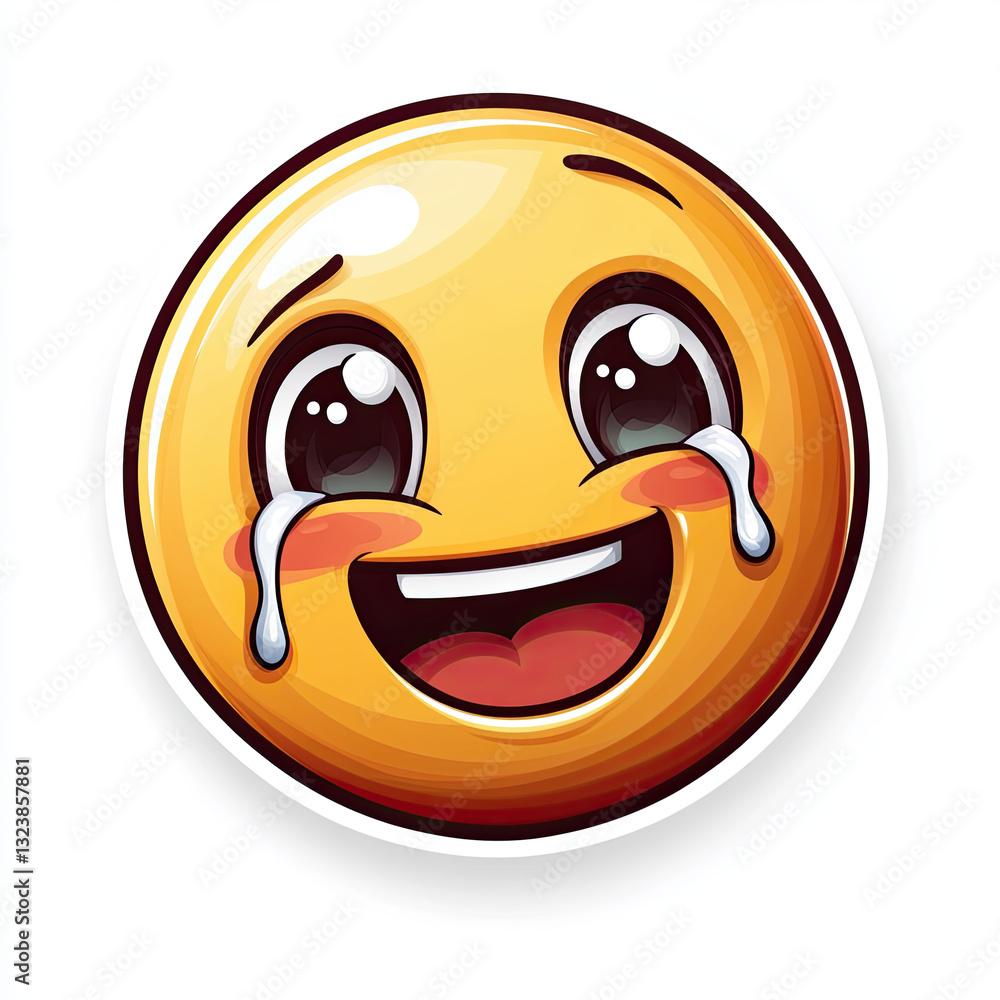 Obraz premium Laughing emoji with tears of joy, expressing happiness and fun