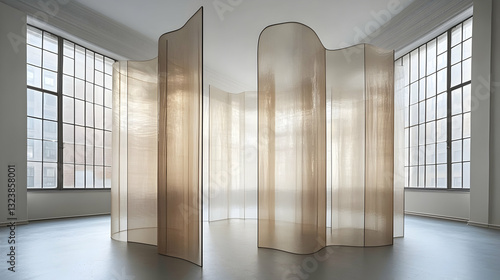 Curved translucent room dividers